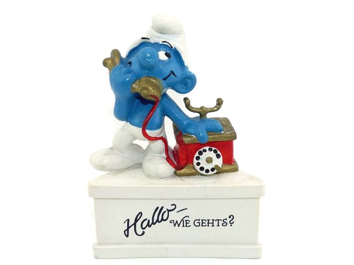 Telefon Smurf "Hallo wie gehts?" mit Podest von Schleich - 5,5cm (20062)