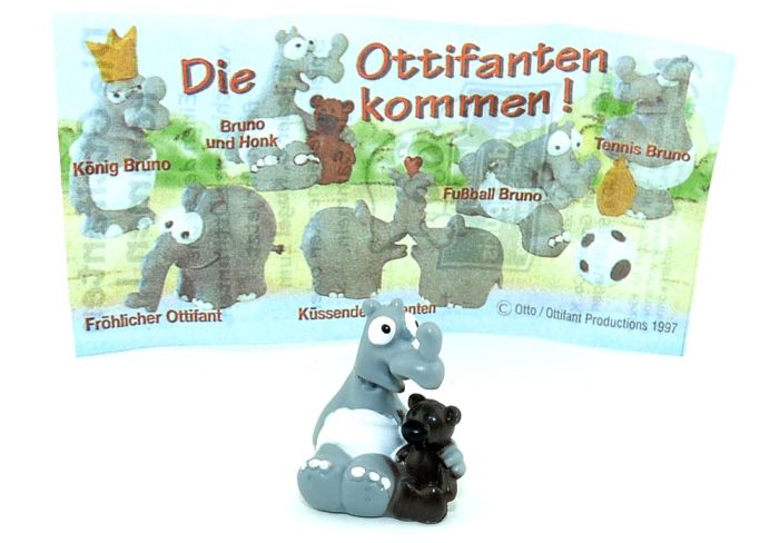 Bruno und Honk Figur mit Beipackzettel aus der Serie "Die Ottifanten kommen" von 1997