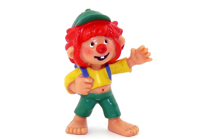 Pumuckl mit Ranzen - Gummi Figur von Bully Bullyland 1983 mit Grüner Mütze