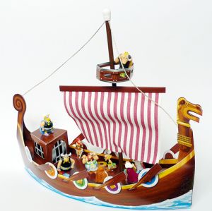 Diorama von Asterix Wikinger. Cooles Wikingerschiff, Top Zustand
